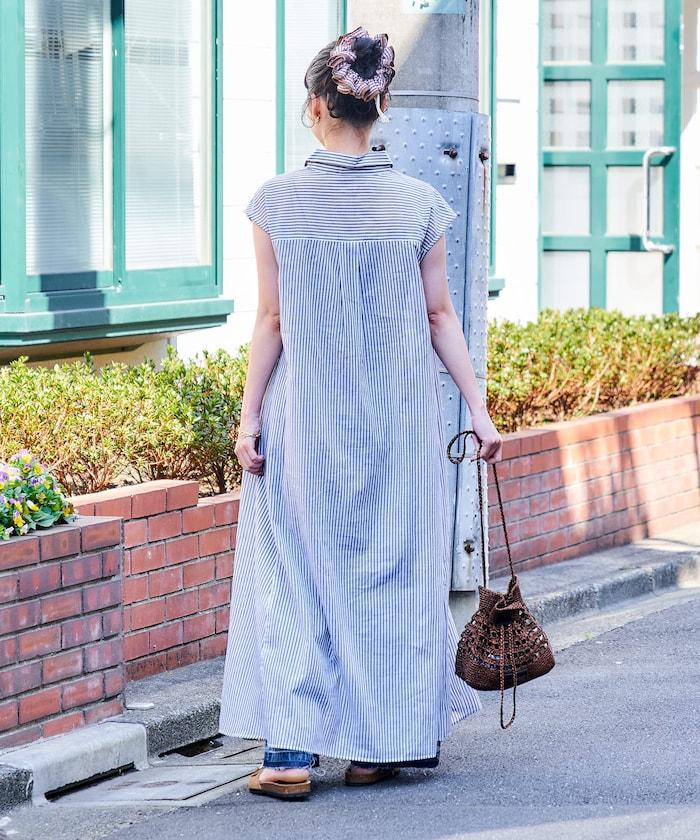 印度薄紗 翻領開襟 附內搭吊帶 連衣裙