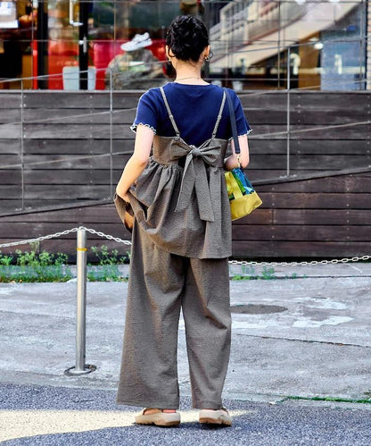 聯名泡泡紗格紋吊帶套裝