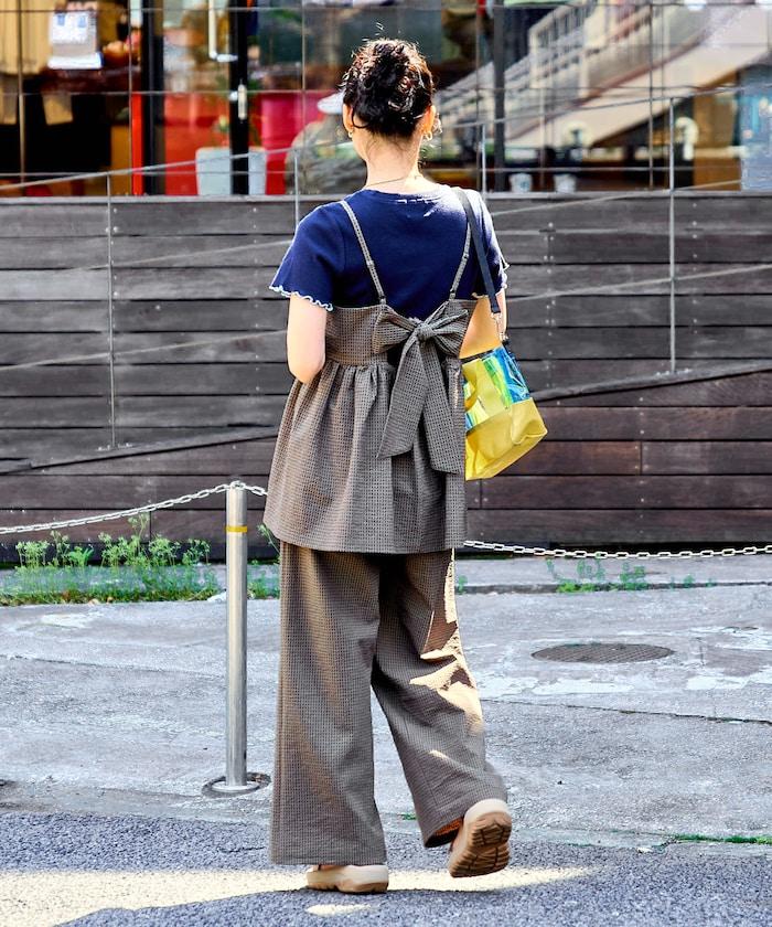 聯名泡泡紗格紋吊帶套裝