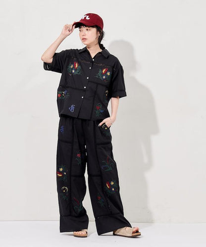 印度拼接刺繡鬆緊休閒褲（可搭配套裝）