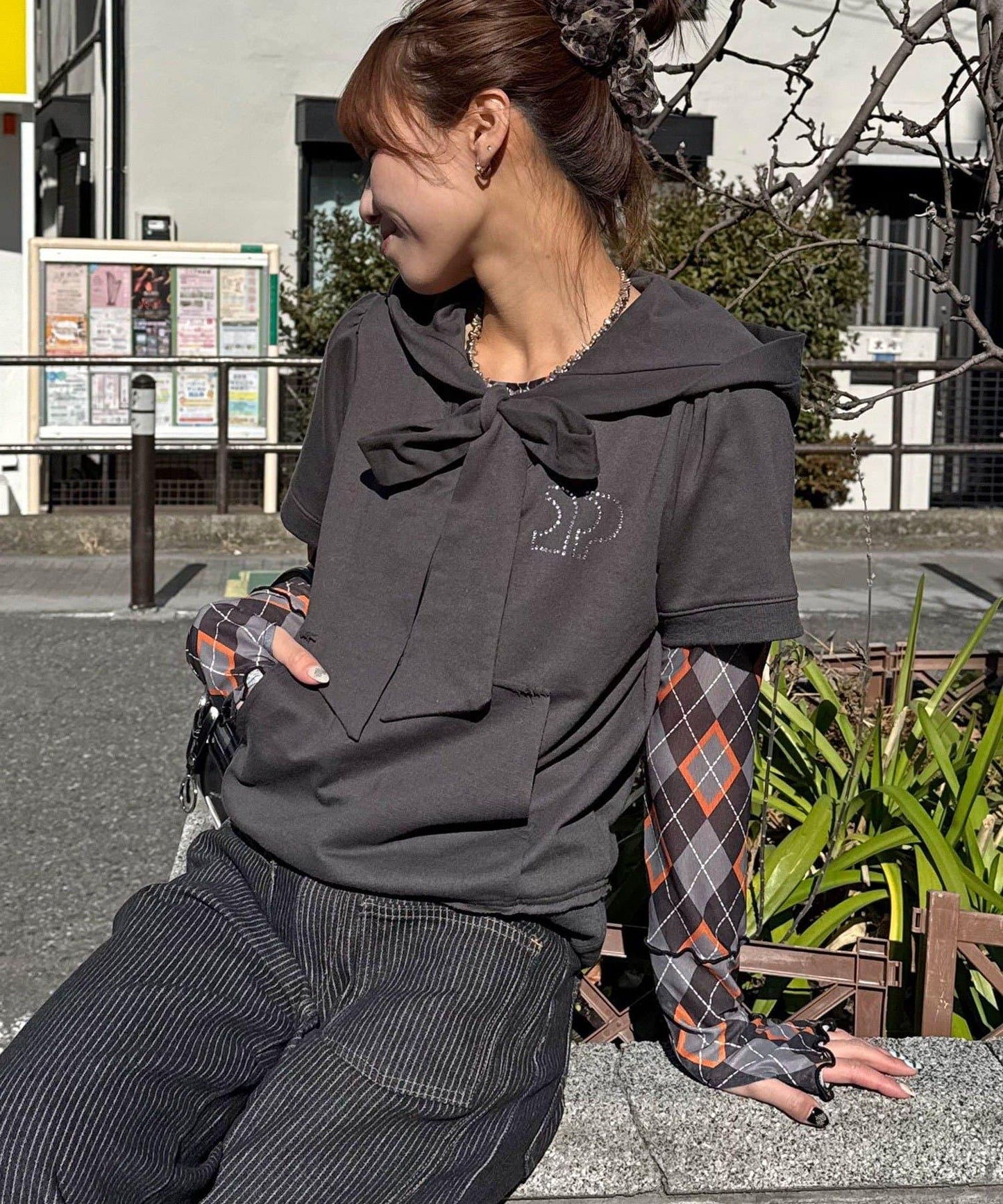 Ciaopanic 蝴蝶結泡泡袖半袖衛衣連帽衫