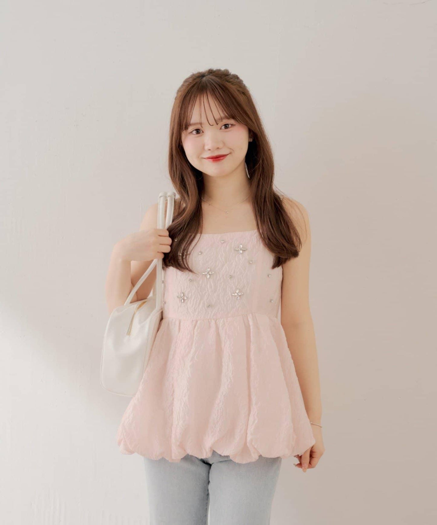 亮片裝飾 荷葉擺 女式襯衫