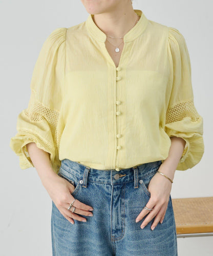 W蕾絲袖 蓬鬆廓形 女襯衫