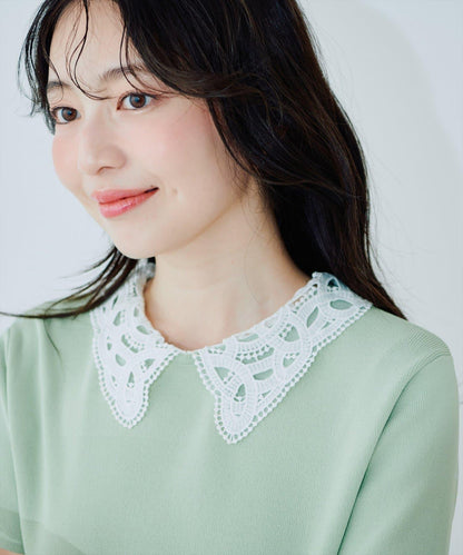 蕾絲領設計 針織上衣