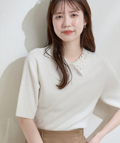 蕾絲領設計 針織上衣