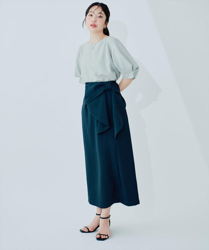 珍珠裝飾 打褶袖 女襯衫