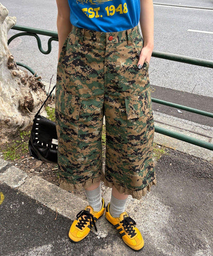 Ciaopanic 迷彩蕾絲短款工裝褲