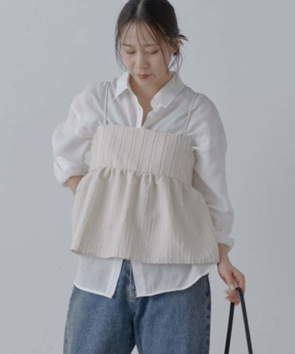 可成套穿搭 流蘇條紋提花 吊帶背心