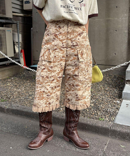 Ciaopanic 迷彩蕾絲短款工裝褲