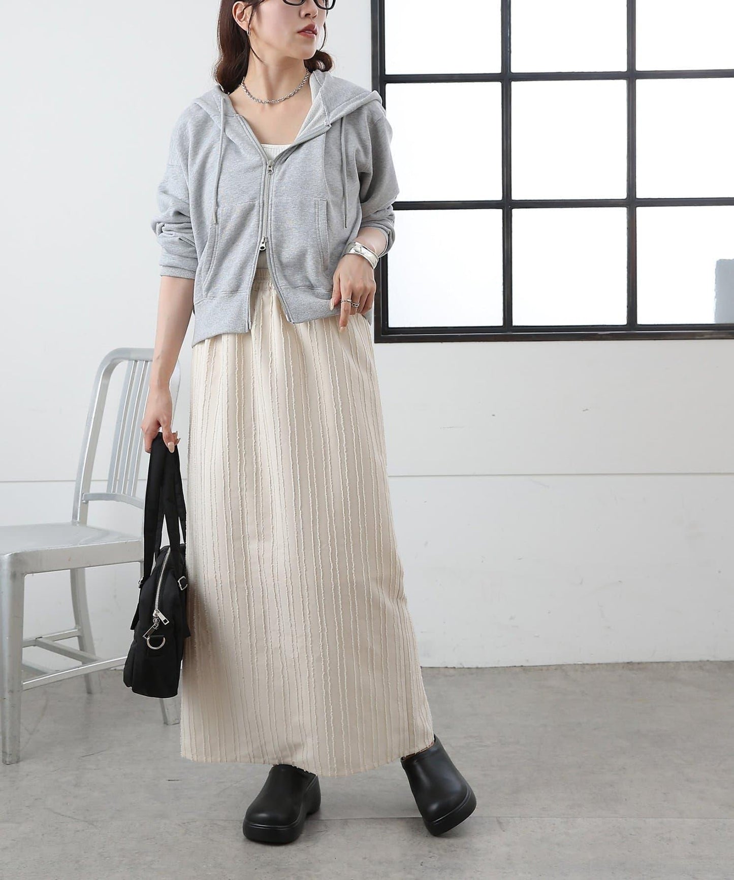 可成套搭配 流蘇條紋提花 修身窄擺 半身裙