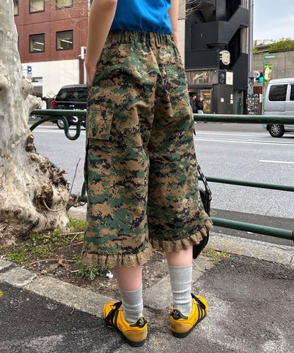 Ciaopanic 迷彩蕾絲短款工裝褲