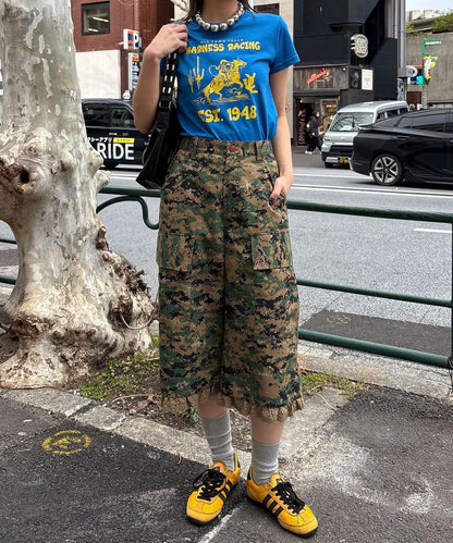 Ciaopanic 迷彩蕾絲短款工裝褲