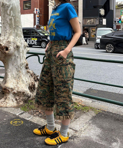 Ciaopanic 迷彩蕾絲短款工裝褲