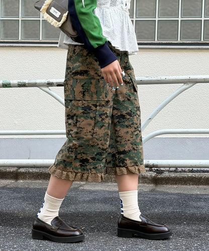 Ciaopanic 迷彩蕾絲短款工裝褲