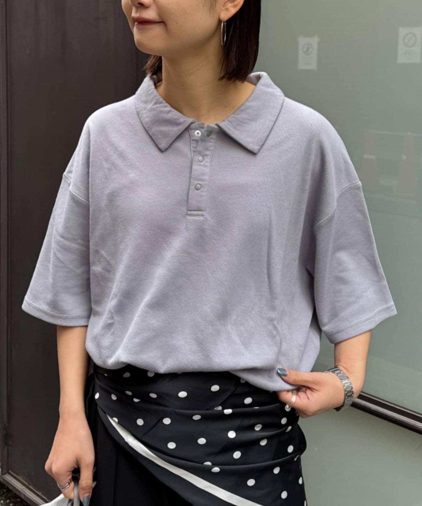 中性涼感印花華夫格POLO衫