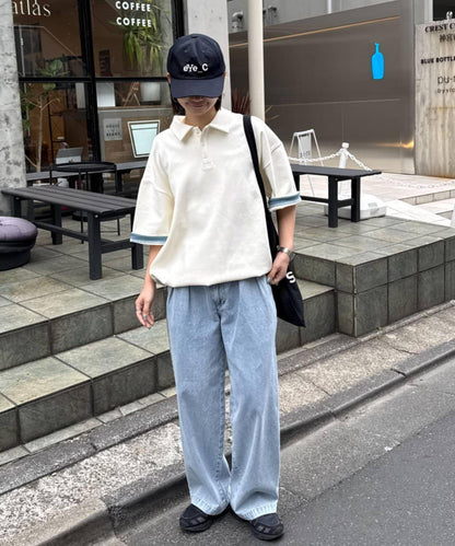 中性涼感印花華夫格POLO衫