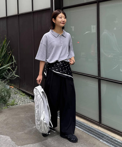 中性涼感印花華夫格POLO衫