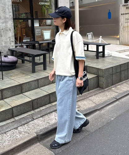 中性涼感印花華夫格POLO衫