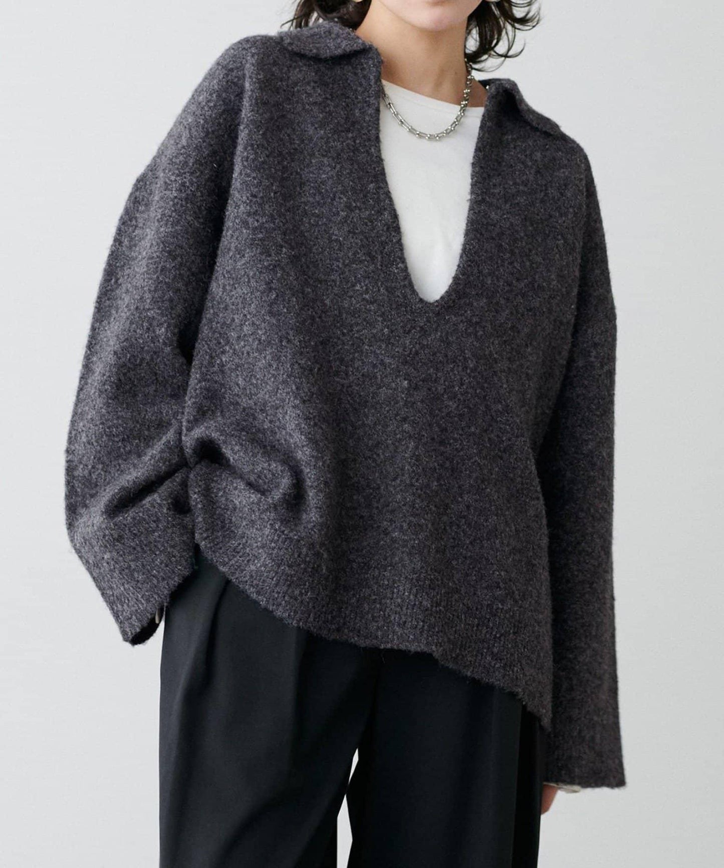 LARUTA 雜色有領開口領針織上衣