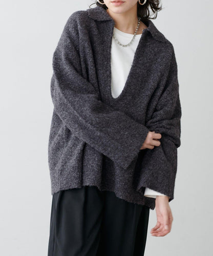 LARUTA 雜色有領開口領針織上衣