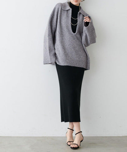 LARUTA 雜色有領開口領針織上衣