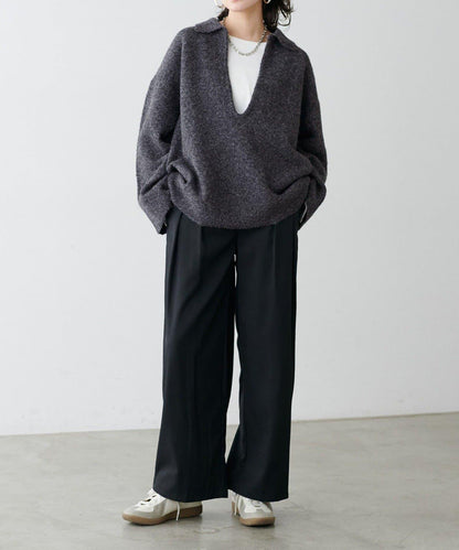 LARUTA 雜色有領開口領針織上衣