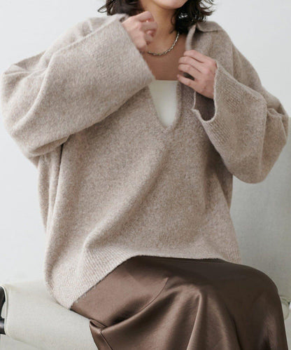 LARUTA 雜色有領開口領針織上衣