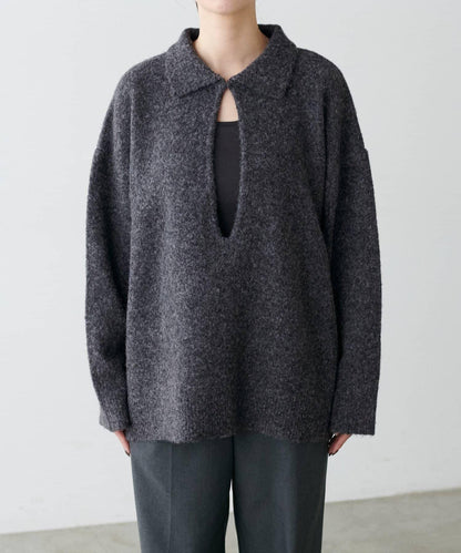 LARUTA 雜色有領開口領針織上衣