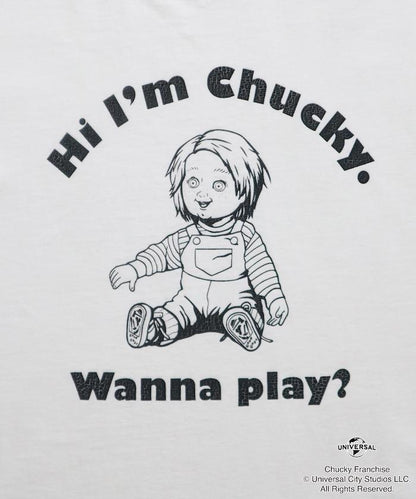 Child's Play/チャイルド・プレイ（鬼娃回魂） CHUCKY 印花寬鬆圓領撞色T恤