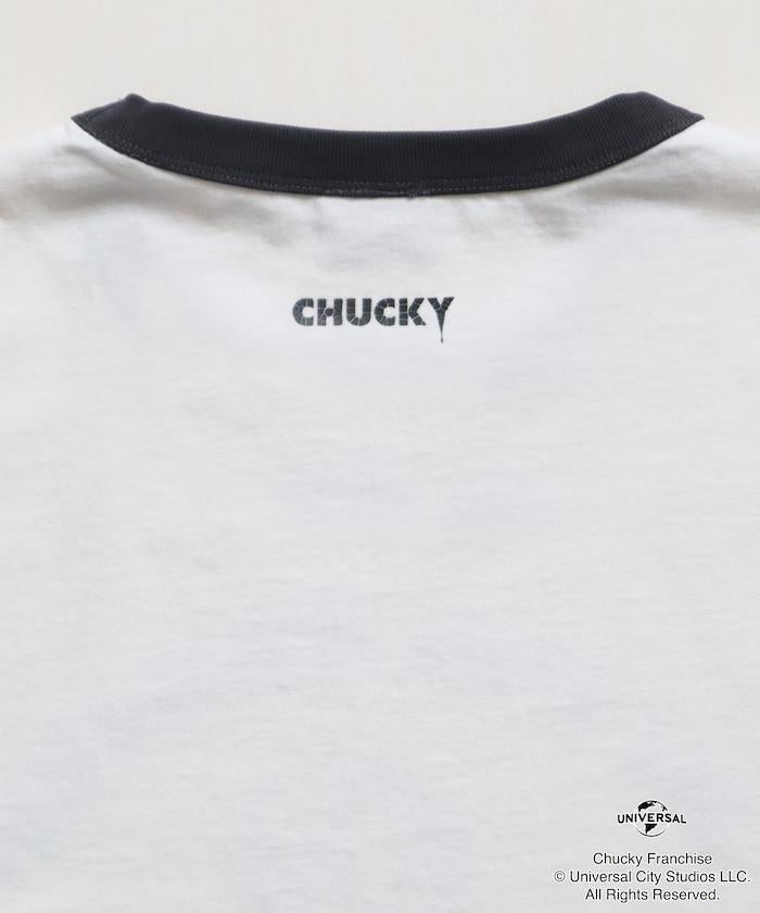 Child's Play/チャイルド・プレイ（鬼娃回魂） CHUCKY 印花寬鬆圓領撞色T恤