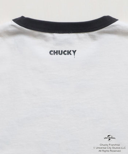 Child's Play/チャイルド・プレイ（鬼娃回魂） CHUCKY 印花寬鬆圓領撞色T恤