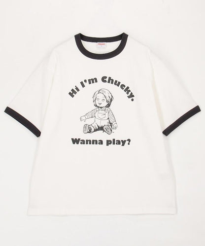 Child's Play/チャイルド・プレイ（鬼娃回魂） CHUCKY 印花寬鬆圓領撞色T恤