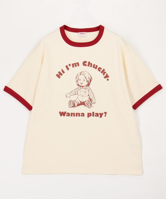 Child's Play/チャイルド・プレイ（鬼娃回魂） CHUCKY 印花寬鬆圓領撞色T恤