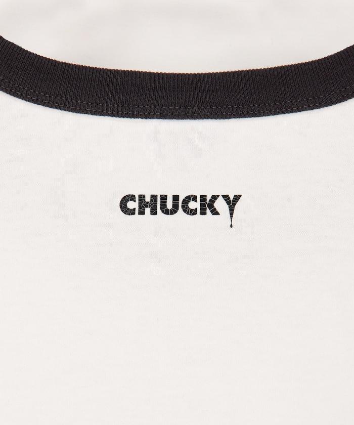 Child's Play/チャイルド・プレイ（鬼娃回魂） CHUCKY 印花寬鬆圓領撞色T恤