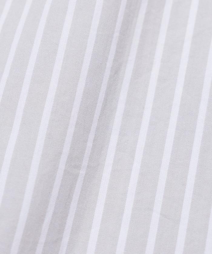 寬鬆版型 條紋拼接設計 府綢面料 短袖襯衫