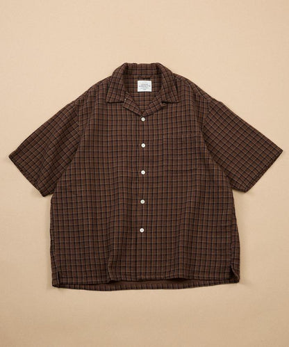AUSTRALIAN COTTON 開領格紋短袖襯衫