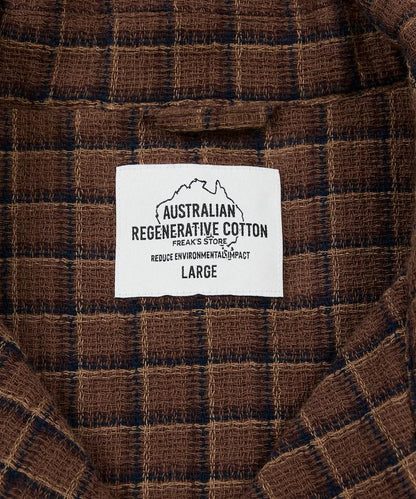 AUSTRALIAN COTTON 開領格紋短袖襯衫