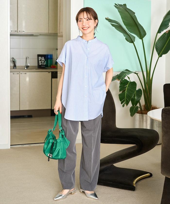 法式短袖 紐扣設計 府綢 襯衫