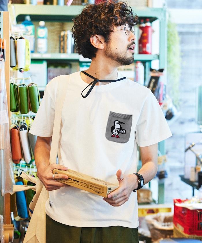 CHUMS×FREAK'S STORE 聯名 Booby Bird 圖案 針織口袋 圓領T恤