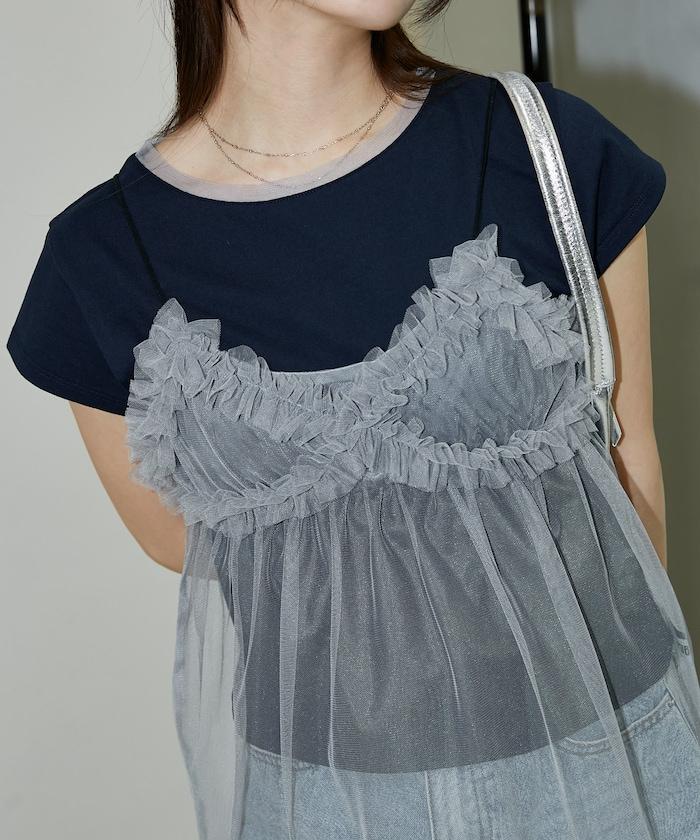 網紗吊帶背心T恤套裝