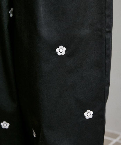 可成套搭配 闊腿 花卉刺繡 折褶 褲子