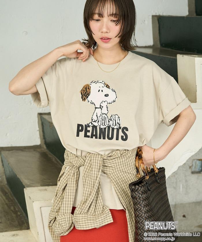 《PEANUTS》 沙迦拉刺繡短袖T恤