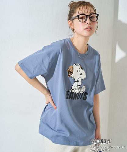 《PEANUTS》 沙迦拉刺繡短袖T恤