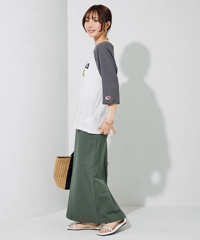 USA棉 開叉 I字半身裙