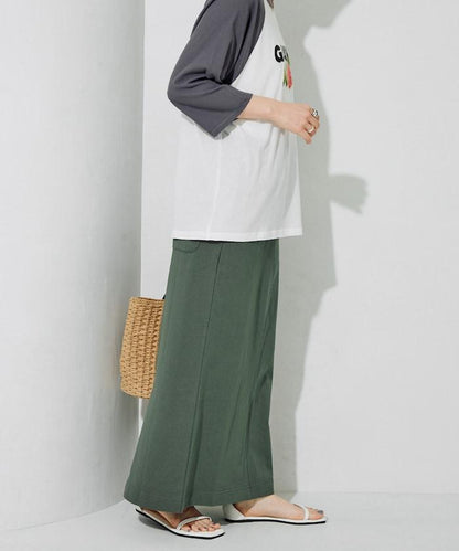 USA棉 開叉 I字半身裙