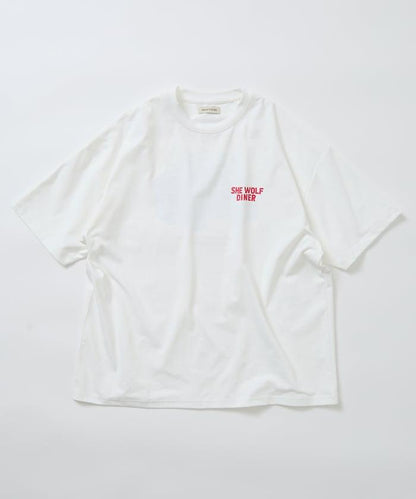 SHE WOLF DINER×FREAK'S STORE シーウルフダイナー 抗菌防臭 吸水速幹 寬鬆廓形 背部印花 T恤