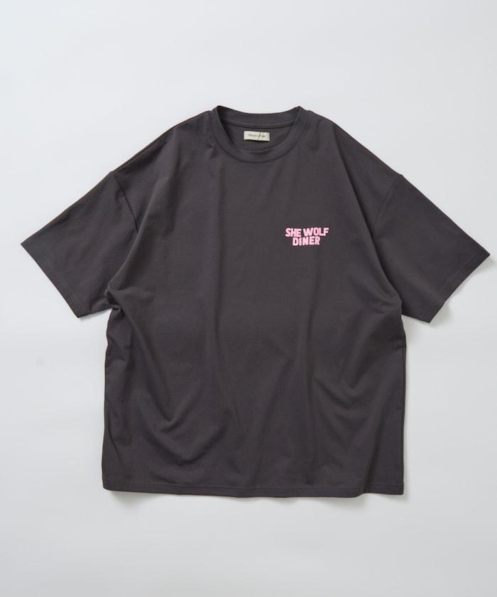 SHE WOLF DINER×FREAK'S STORE シーウルフダイナー 抗菌防臭 吸水速幹 寬鬆廓形 背部印花 T恤