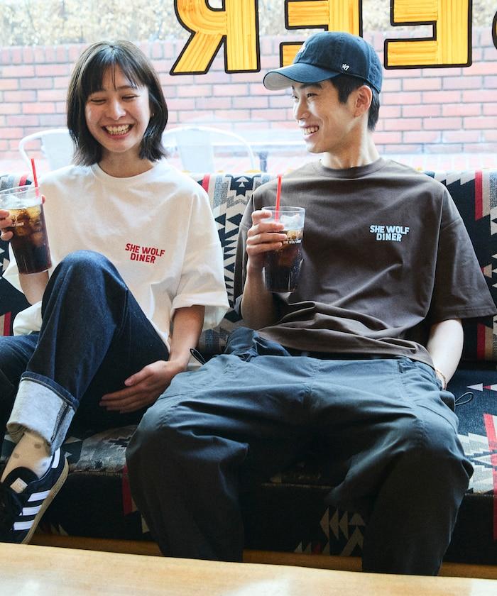 SHE WOLF DINER×FREAK'S STORE シーウルフダイナー 抗菌防臭 吸水速幹 寬鬆廓形 背部印花 T恤
