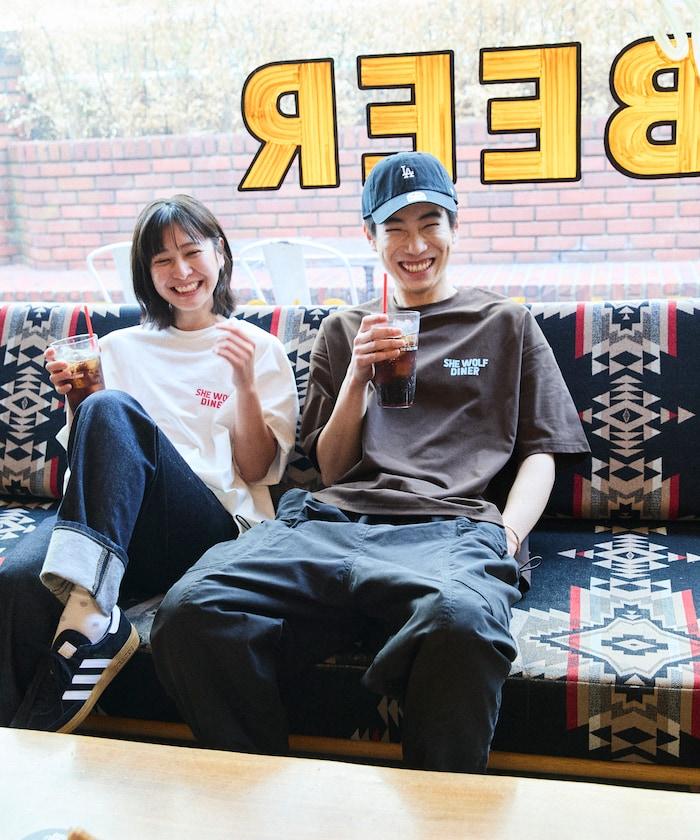 SHE WOLF DINER×FREAK'S STORE シーウルフダイナー 抗菌防臭 吸水速幹 寬鬆廓形 背部印花 T恤