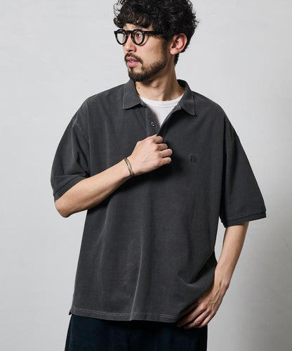 做舊工藝 寬鬆版型 點綴刺繡短袖 POLO衫